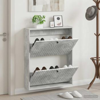 ARDEBO.de - Wandmontierter Schuhschrank ALKMAAR 71 x 17 x 86 cm Betongrau