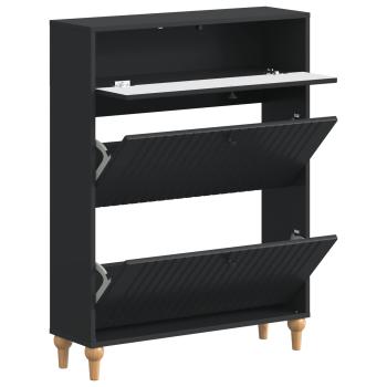 Schuhschrank ALKMAAR 78 x 24 x 103 cm Holzwerkstoff Schwarz