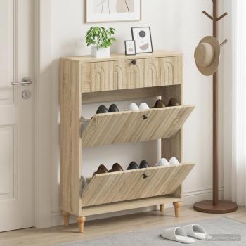 ARDEBO.de - Schuhschrank ALKMAAR 78 x 24 x 103 cm Holzwerkstoff