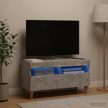 ARDEBO.de - LED-TV-Schrank ALKMAAR 81 x 35 x 43 cm Betongrau Holzwerkstoff