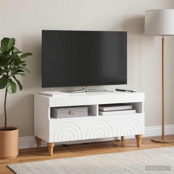 ARDEBO.de - LED-TV-Schrank ALKMAAR 81 x 35 x 43 cm Hochglanz Weiß