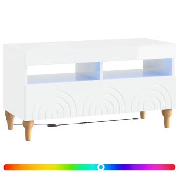 LED-TV-Schrank ALKMAAR 81 x 35 x 43 cm Hochglanz Weiß