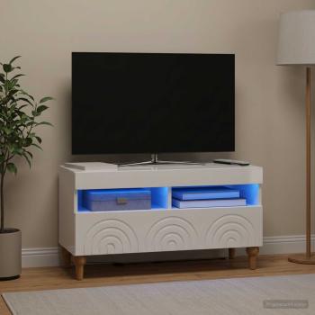 LED-TV-Schrank ALKMAAR 81 x 35 x 43 cm Hochglanz Weiß