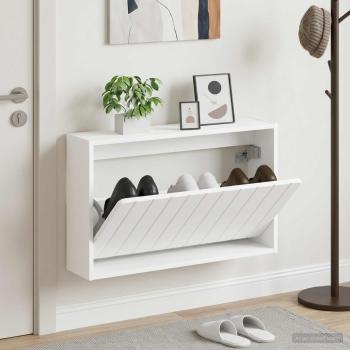 ARDEBO.de - Wandmontierter Schuhschrank ZWOLLE 71 x 17 x 43 cm Weiß