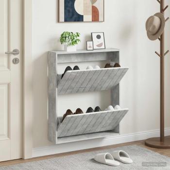 ARDEBO.de - Wandmontierter Schuhschrank ZWOLLE 71 x 17 x 86 cm Betongrau