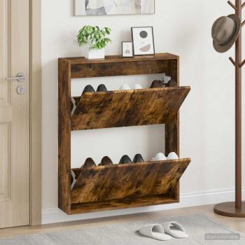 ARDEBO.de - Wandmontierter Schuhschrank ZWOLLE 71 x 17 x 86 cm Räuchereiche