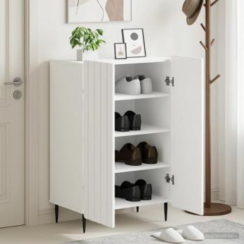 ARDEBO.de - Schuhschrank ZWOLLE 59,5 x 39,5 x 91,5 cm Holzwerkstoff Weiß
