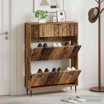 ARDEBO.de - Schuhschrank ZWOLLE 78 x 24 x 103 cm Holzwerkstoff Altholz