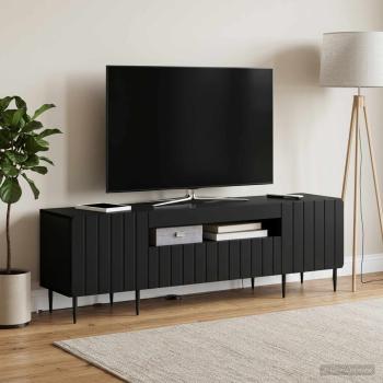 ARDEBO.de - LED-TV-Schrank ZWOLLE 153 x 35 x 43 cm Schwarz Holzwerkstoff