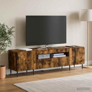 ARDEBO.de - LED-TV-Schrank ZWOLLE 153 x 35 x 43 cm Raucheiche Holzwerkstoff