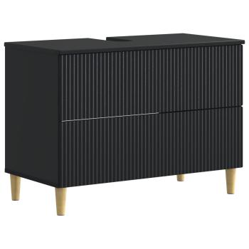 ARDEBO.de - Waschbeckenschrank ARNHEM Schwarz 82 x 41 x 59 cm Holzwerkstoff