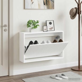 ARDEBO.de - Wandmontierter Schuhschrank ARNHEM 71 x 17 x 43 cm Weiß