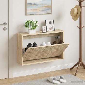 ARDEBO.de - Wandmontierter Schuhschrank ARNHEM 71 x 17 x 43 cm Sonoma-Eiche
