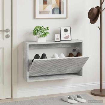 ARDEBO.de - Wandmontierter Schuhschrank ARNHEM 71 x 17 x 43 cm Betongrau