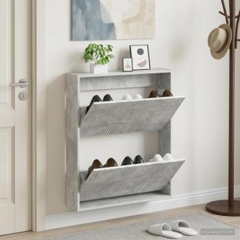 ARDEBO.de - Wandmontierter Schuhschrank ARNHEM 71 x 17 x 86 cm Betongrau