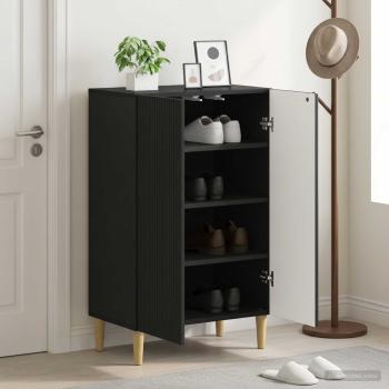 ARDEBO.de - Schuhschrank ARNHEM 59,5 x 39,5 x 90 cm Holzwerkstoff Schwarz