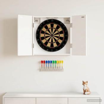 ARDEBO.de - Dartboard Schrank ARNHEM Hochglanz Wei? 52,5 x 10,5 x 53,5 cm
