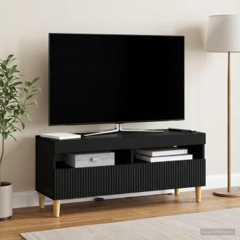 ARDEBO.de - LED-TV-Schrank ARNHEM 100 x 35 x 43 cm Schwarz Holzwerkstoff