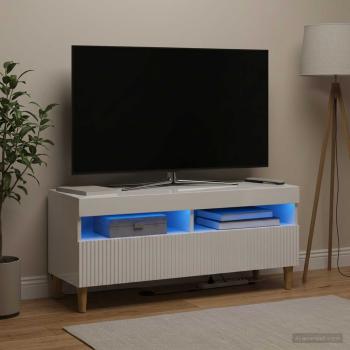 ARDEBO.de - LED-TV-Schrank ARNHEM 100 x 35 x 43 cm Hochglanz Weiß