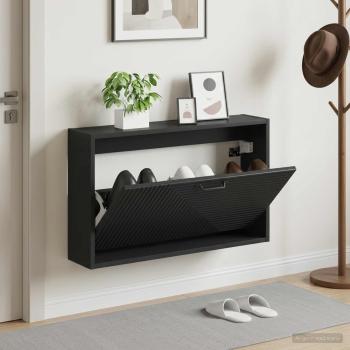 ARDEBO.de - Wandmontierter Schuhschrank HAARLEM 71 x 17 x 43 cm Schwarz