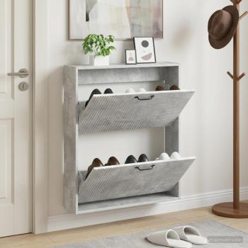 ARDEBO.de - Wandmontierter Schuhschrank HAARLEM 71 x 17 x 86 cm Betongrau