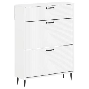 Schuhschrank HAARLEM 78 x 24 x 103 cm Holzwerkstoff Weiß