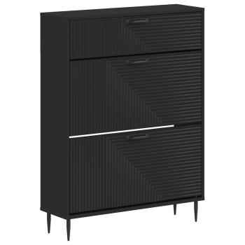 Schuhschrank HAARLEM 78 x 24 x 103 cm Holzwerkstoff Schwarz