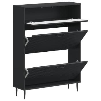 Schuhschrank HAARLEM 78 x 24 x 103 cm Holzwerkstoff Schwarz