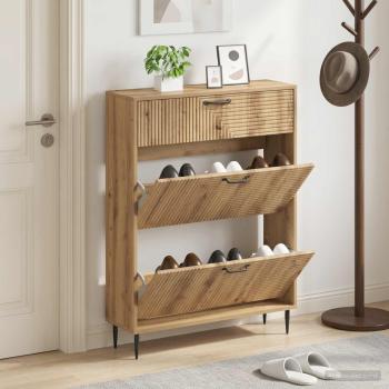 ARDEBO.de - Schuhschrank HAARLEM 78 x 24 x 103 cm Holzwerkstoff