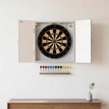 ARDEBO.de - Dartboard Schrank HAARLEM Betongrau 52,5 x 10,5 x 53,5 cm