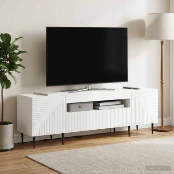 ARDEBO.de - LED-TV-Schrank HAARLEM 153 x 35 x 43 cm Weiß Holzwerkstoff