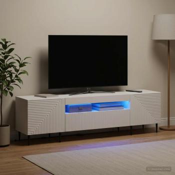 LED-TV-Schrank HAARLEM 153 x 35 x 43 cm Weiß Holzwerkstoff
