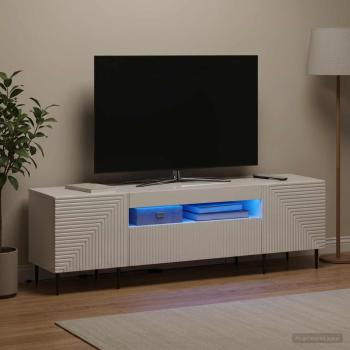 ARDEBO.de - LED-TV-Schrank HAARLEM 153 x 35 x 43 cm Hochglanz Weiß