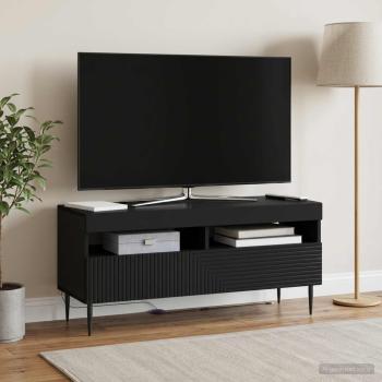 ARDEBO.de - LED-TV-Schrank HAARLEM 100 x 35 x 43 cm Schwarz Holzwerkstoff