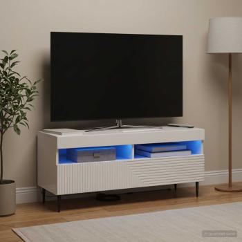 ARDEBO.de - LED-TV-Schrank HAARLEM 100 x 35 x 43 cm Hochglanz Weiß