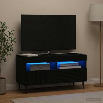 ARDEBO.de - LED-TV-Schrank HAARLEM 81 x 35 x 43 cm Schwarz Holzwerkstoff