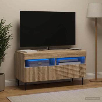 ARDEBO.de - LED-TV-Schrank HAARLEM 81 x 35 x 43 cm Sonoma-Eiche