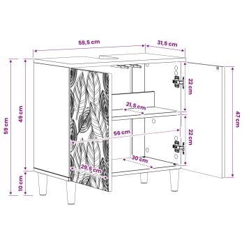 Waschbeckenschrank DELFT Artisan-Eiche 59,5 x 31,5 x 59 cm