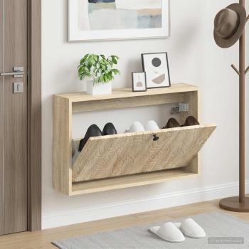 ARDEBO.de - Wandmontierter Schuhschrank DELFT 71 x 17 x 43 cm Holzwerkstoff