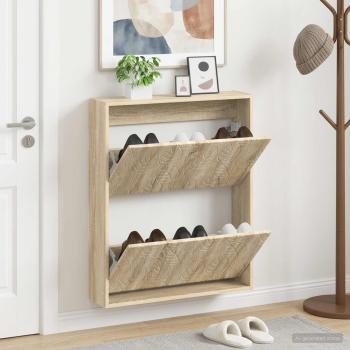 ARDEBO.de - Wandmontierter Schuhschrank DELFT 71 x 17 x 86 cm Holzwerkstoff