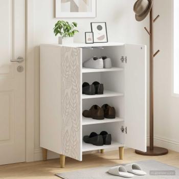ARDEBO.de - Schuhschrank DELFT 59,5 x 39,5 x 90 cm Holzwerkstoff Weiß