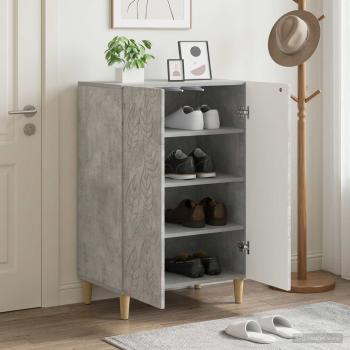 ARDEBO.de - Schuhschrank DELFT 59,5 x 39,5 x 90 cm Holzwerkstoff Betongrau