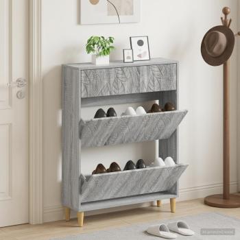 ARDEBO.de - Schuhschrank DELFT 78 x 24 x 103 cm Holzwerkstoff Sonoma-Grau