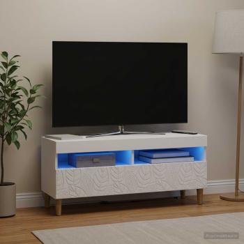 ARDEBO.de - LED-TV-Schrank Weiß Holzwerkstoff