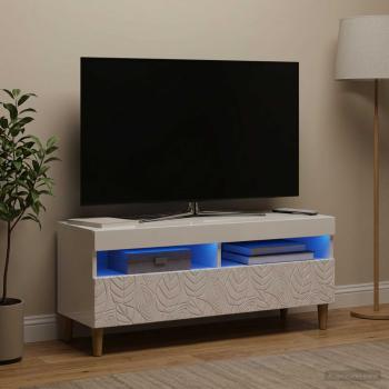 ARDEBO.de - LED-TV-Schrank Hochglanz Weiß Holzwerkstoff