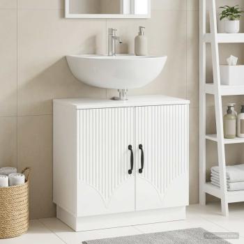 ARDEBO.de - Waschbeckenschrank HOORN Hochglanz Weiß 59,5 x 31,5 x 56 cm