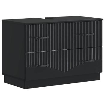 ARDEBO.de - Waschbeckenschrank HOORN Schwarz 82 x 41 x 56 cm Holzwerkstoff