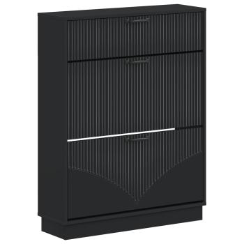 Schuhschrank HOORN 78 x 24 x 100 cm Holzwerkstoff Schwarz