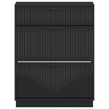 Schuhschrank HOORN 78 x 24 x 100 cm Holzwerkstoff Schwarz