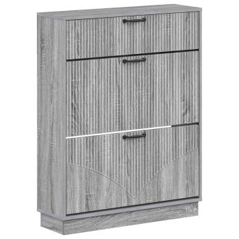 ARDEBO.de - Schuhschrank HOORN 78 x 24 x 100 cm Holzwerkstoff Sonoma-Grau